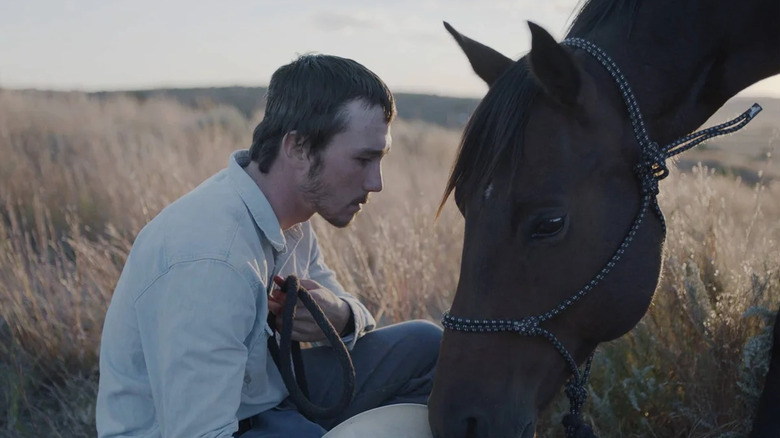 Brady training his horse in 