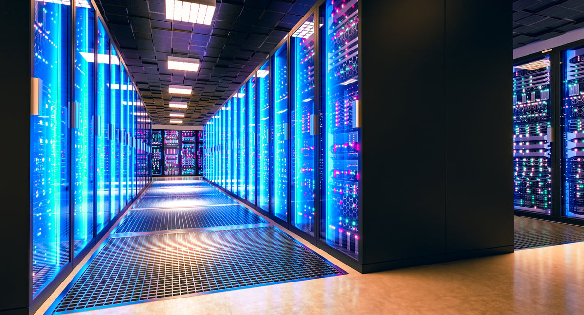 Image showing the inside of a data center with server racks.