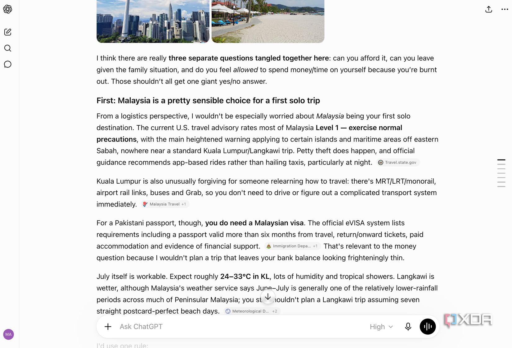 vacation planning within chatgpt