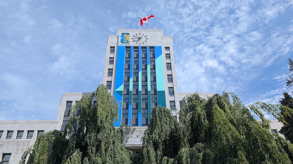 vancouver city hall fifa world cup decorations