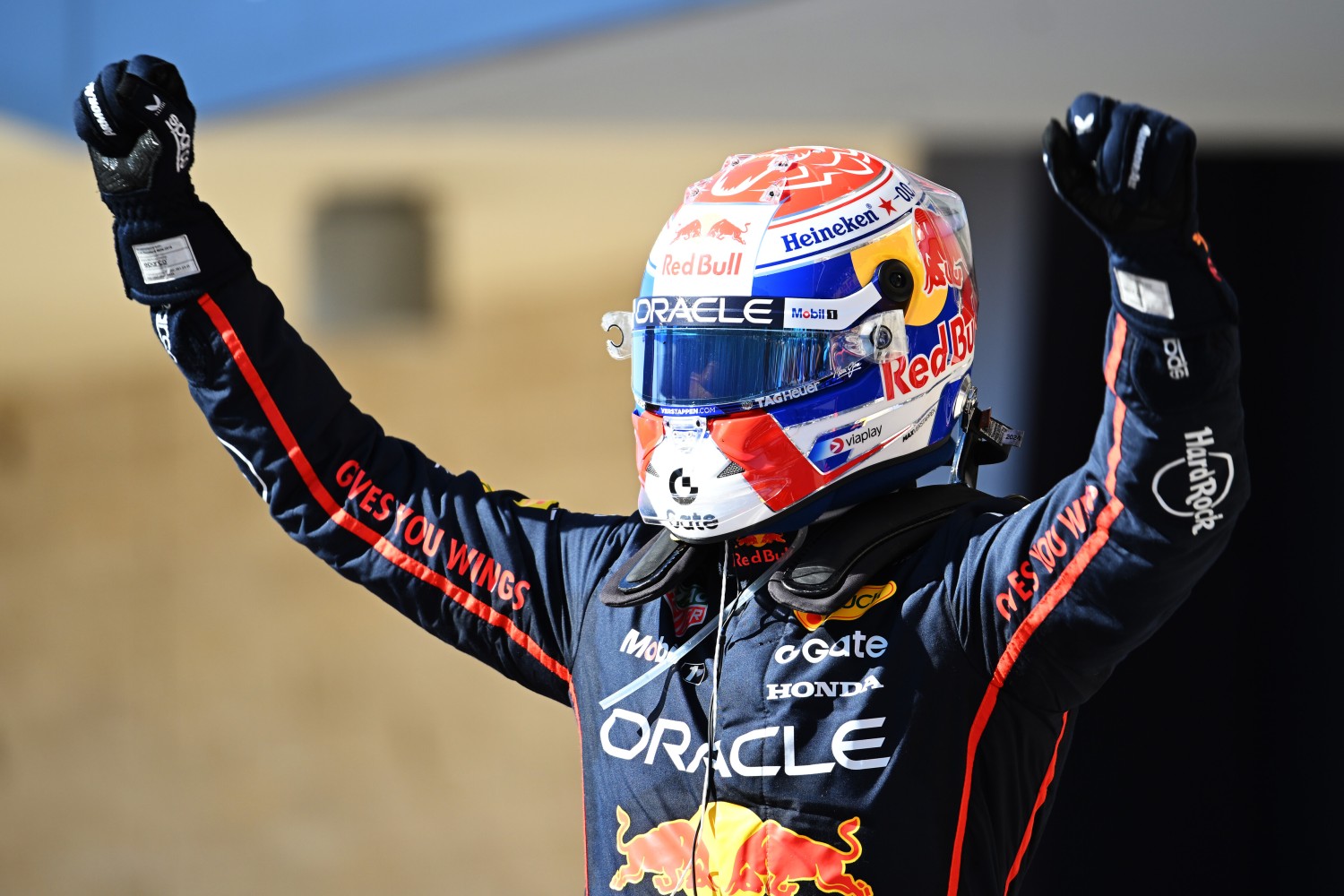Race winner Max Verstappen of the Netherlands and Oracle Red Bull Racing celebrates in parc ferme during the F1 Grand Prix of United States at Circuit of The Americas on October 19, 2025 in Austin, Texas. (Photo by Simon Galloway/LAT Images) // Getty Images / Red Bull Content Pool //