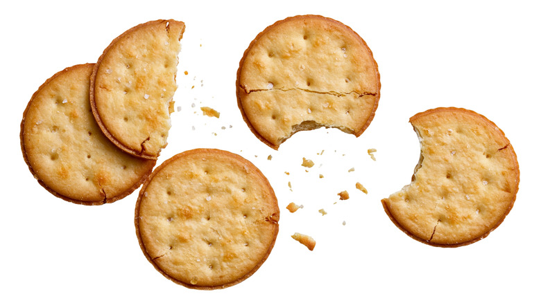 wheat crackers on a white background