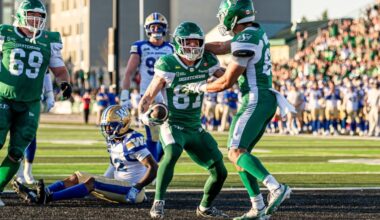 Receivers Daniel Wiebe, Johnny Johnson III helping solidify Saskatchewan’s kick return game | GX94 Radio - Now That's Country!