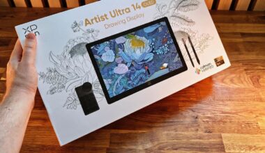 Artist Ultra 14, a small drawing tablet on a wooden table