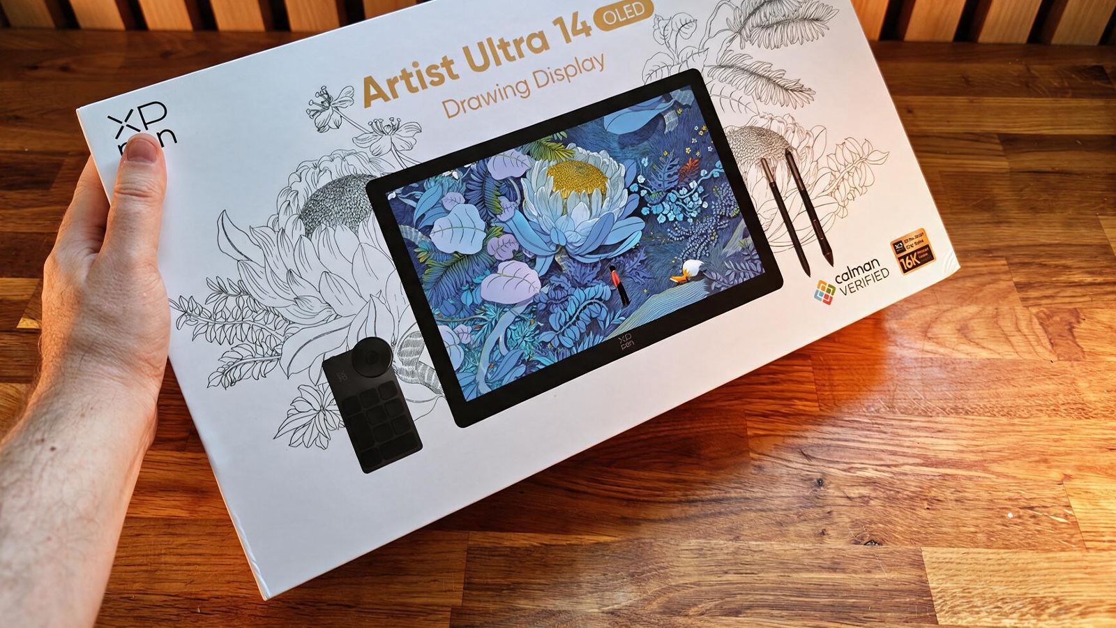 Artist Ultra 14, a small drawing tablet on a wooden table