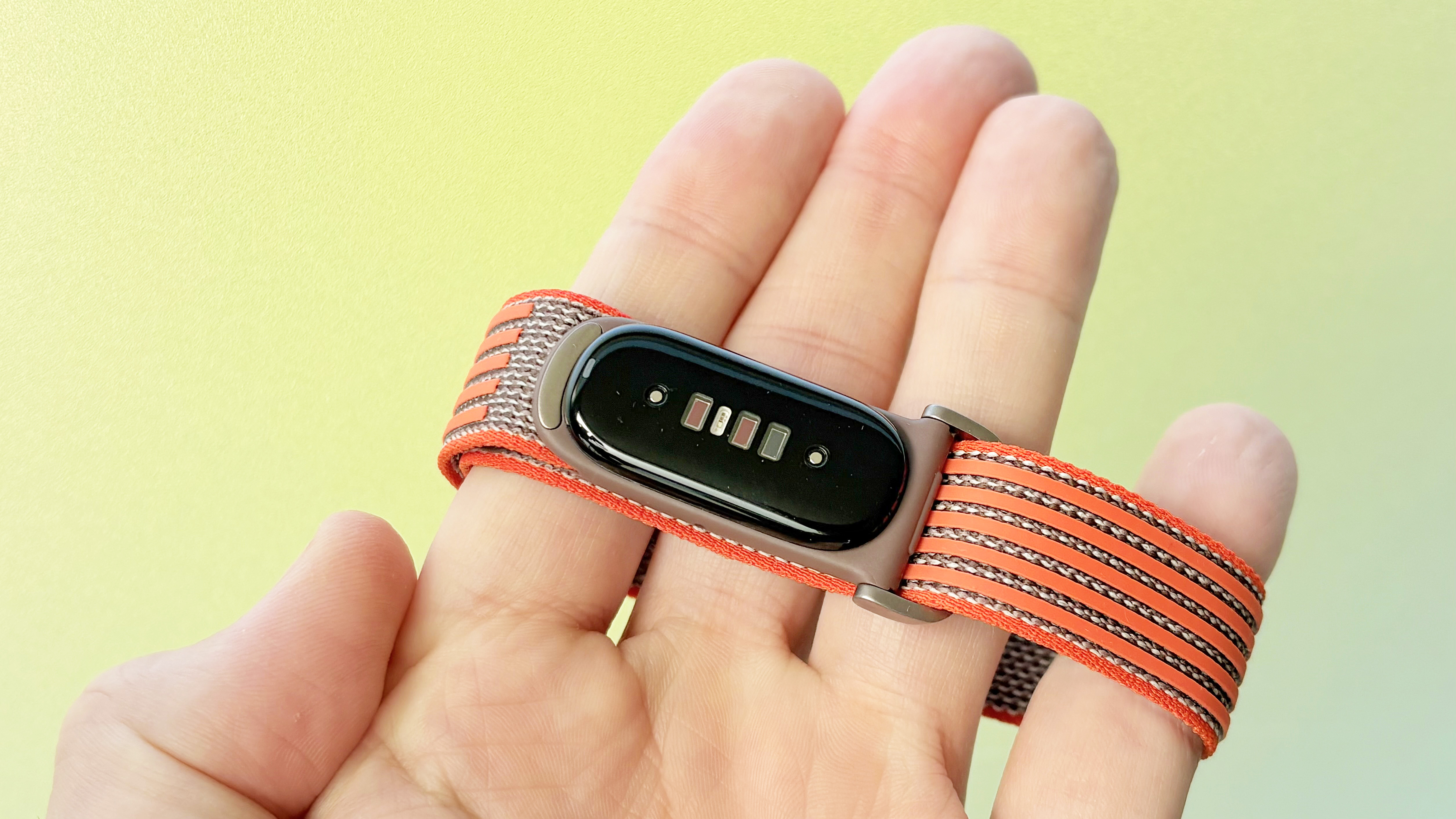 Close-up of the sensors on the Fitbit Air