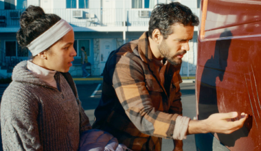 Lou Llobell as Maddie and Jacob Scipio as Tyler in "Passenger" (2026) from Paramount Pictures.