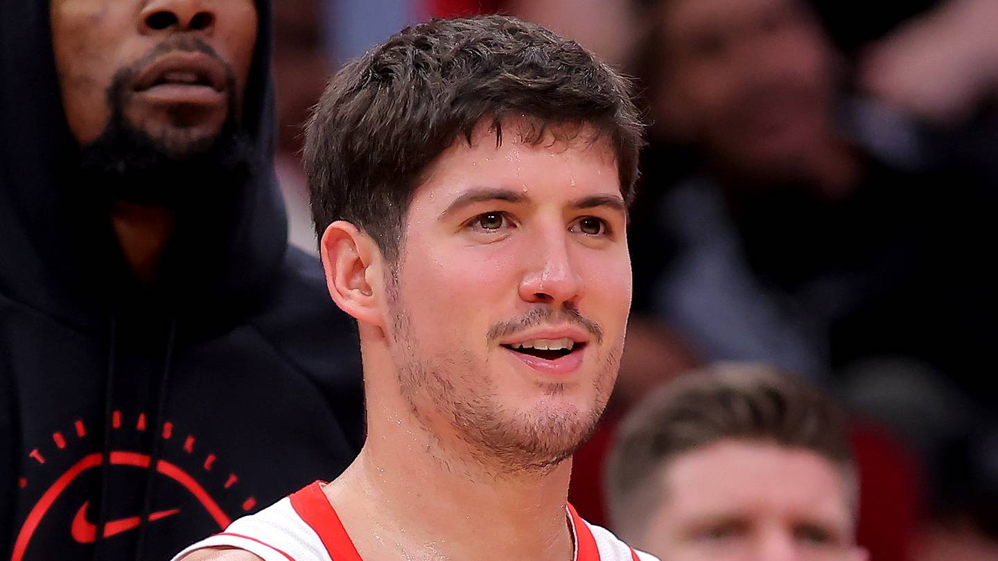 Houston Rockets guard Reed Sheppard (15) reacts after a basket against the Charlotte Hornets during the fourth quarter at Toyota Center on Feb 5, 2026.