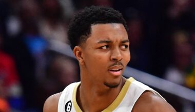 New Orleans Pelicans guard Trey Murphy III (25) reacts after scoring a basket against the Los Angeles Clippers during the second half at Crypto.com Arena on Mar 25, 2023.