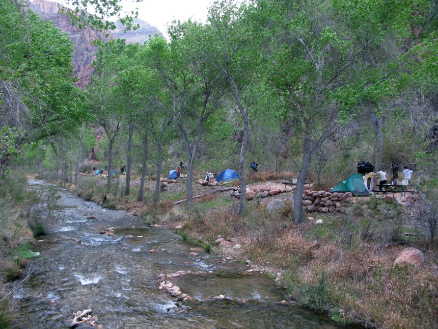 Campers enjoy the Bright Angel Campground in the Grand Canyon in this image taken in 2010.