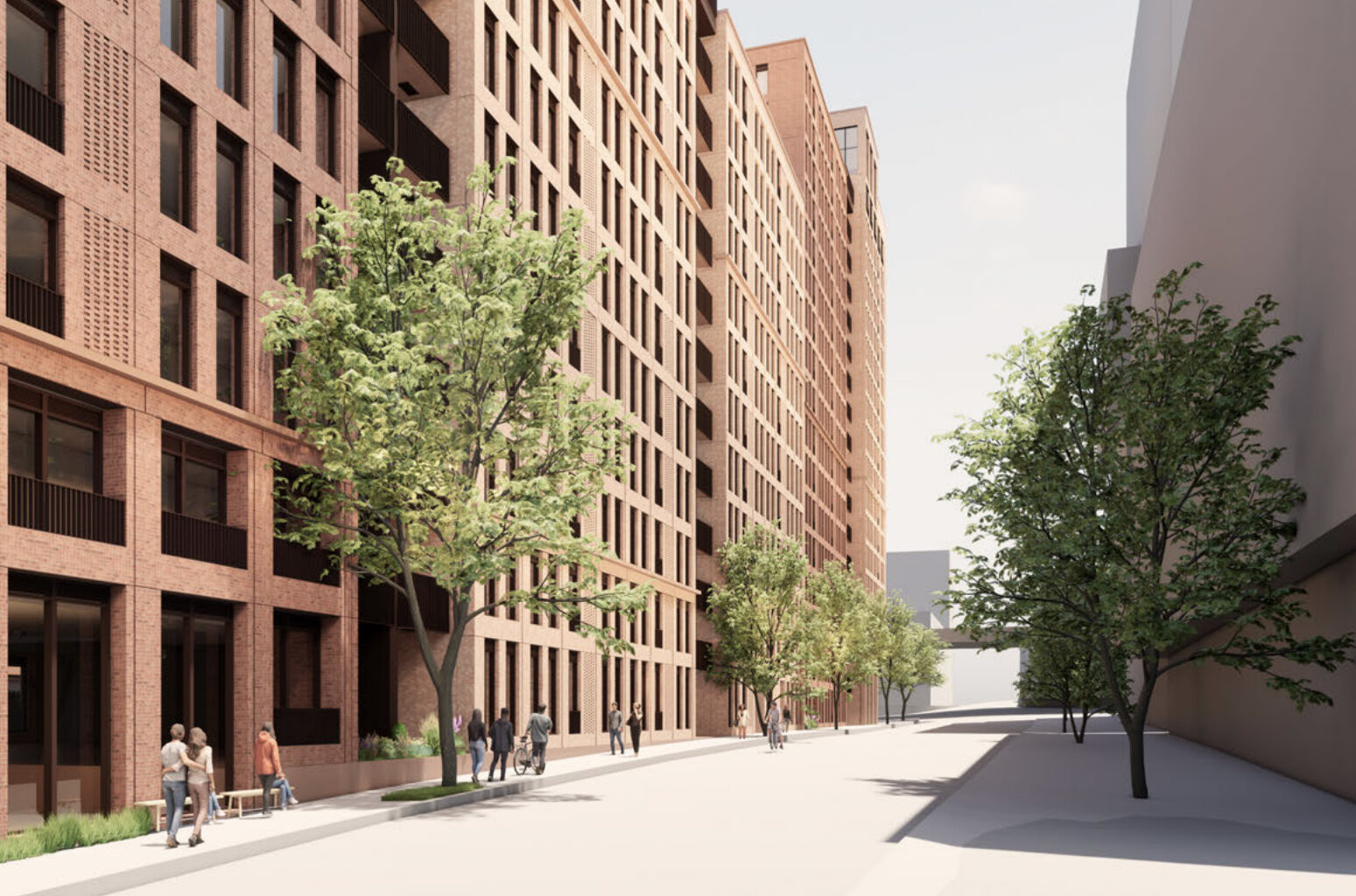 An artist's conception of a large housing project