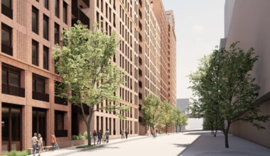 An artist's conception of a large housing project