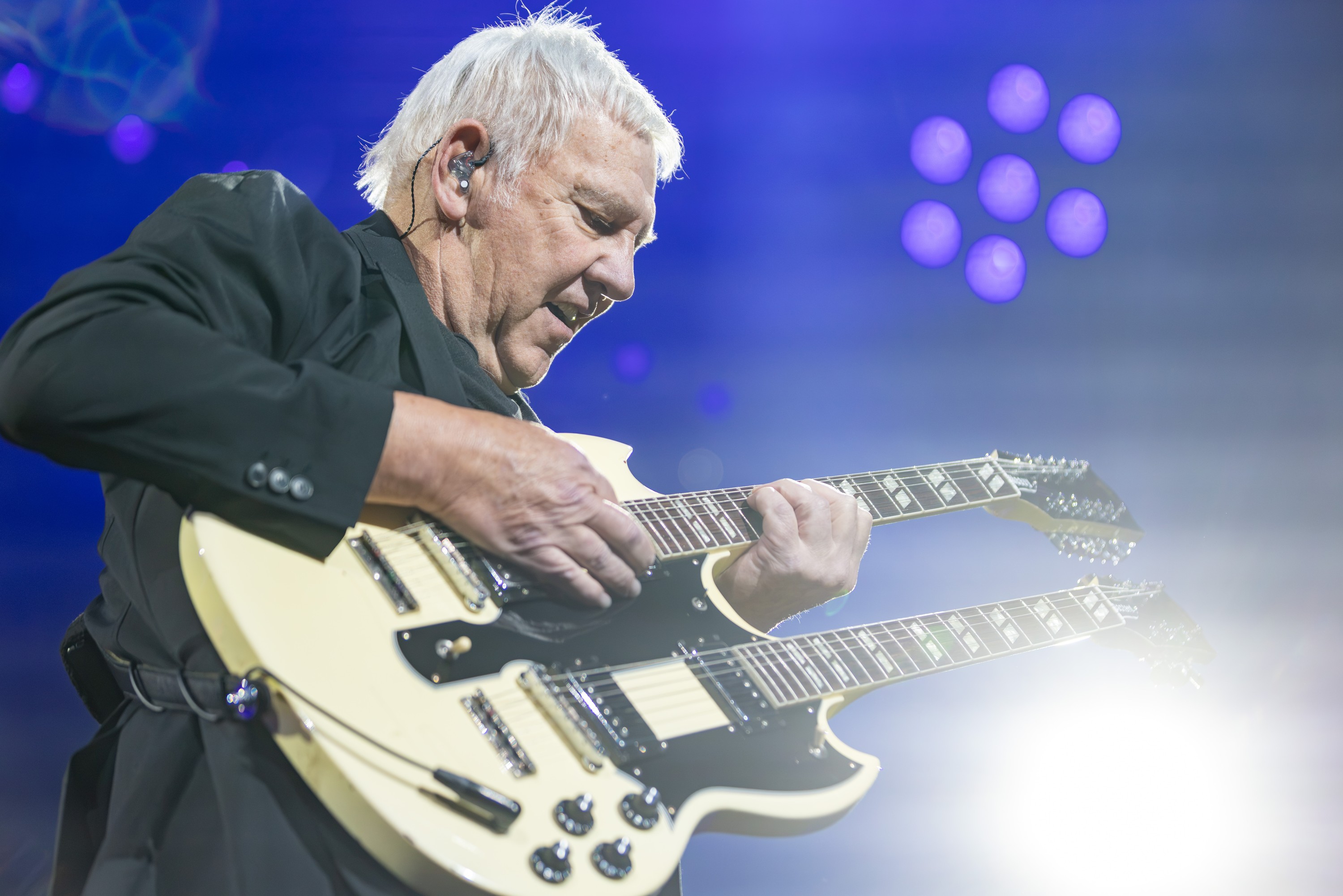 Alex Lifeson of Rush performs at the Bell Centre in Montreal