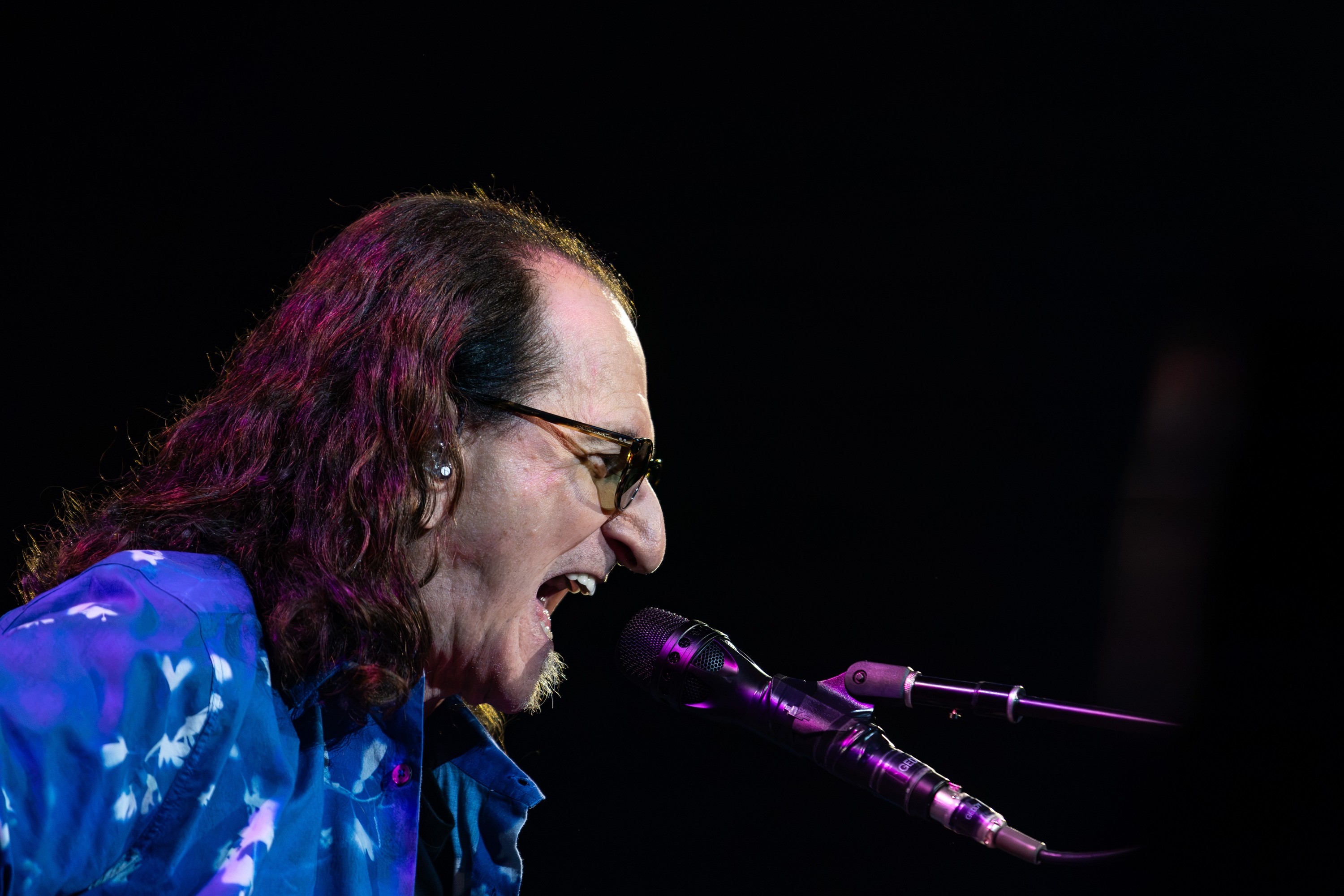 Geddy Lee of Rush performs at the Bell Centre in Montreal