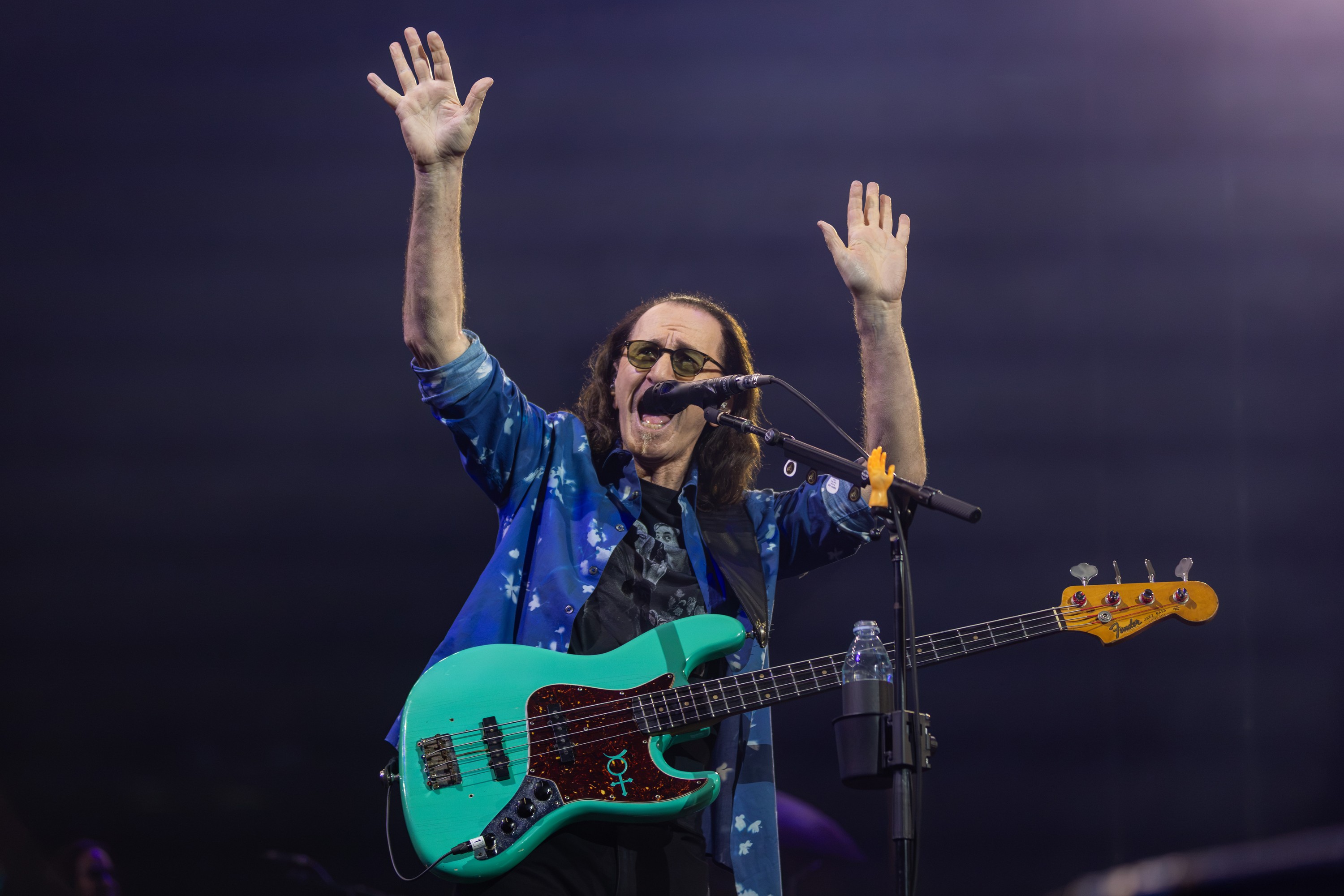 Geddy Lee of Rush performs at the Bell Centre in Montreal