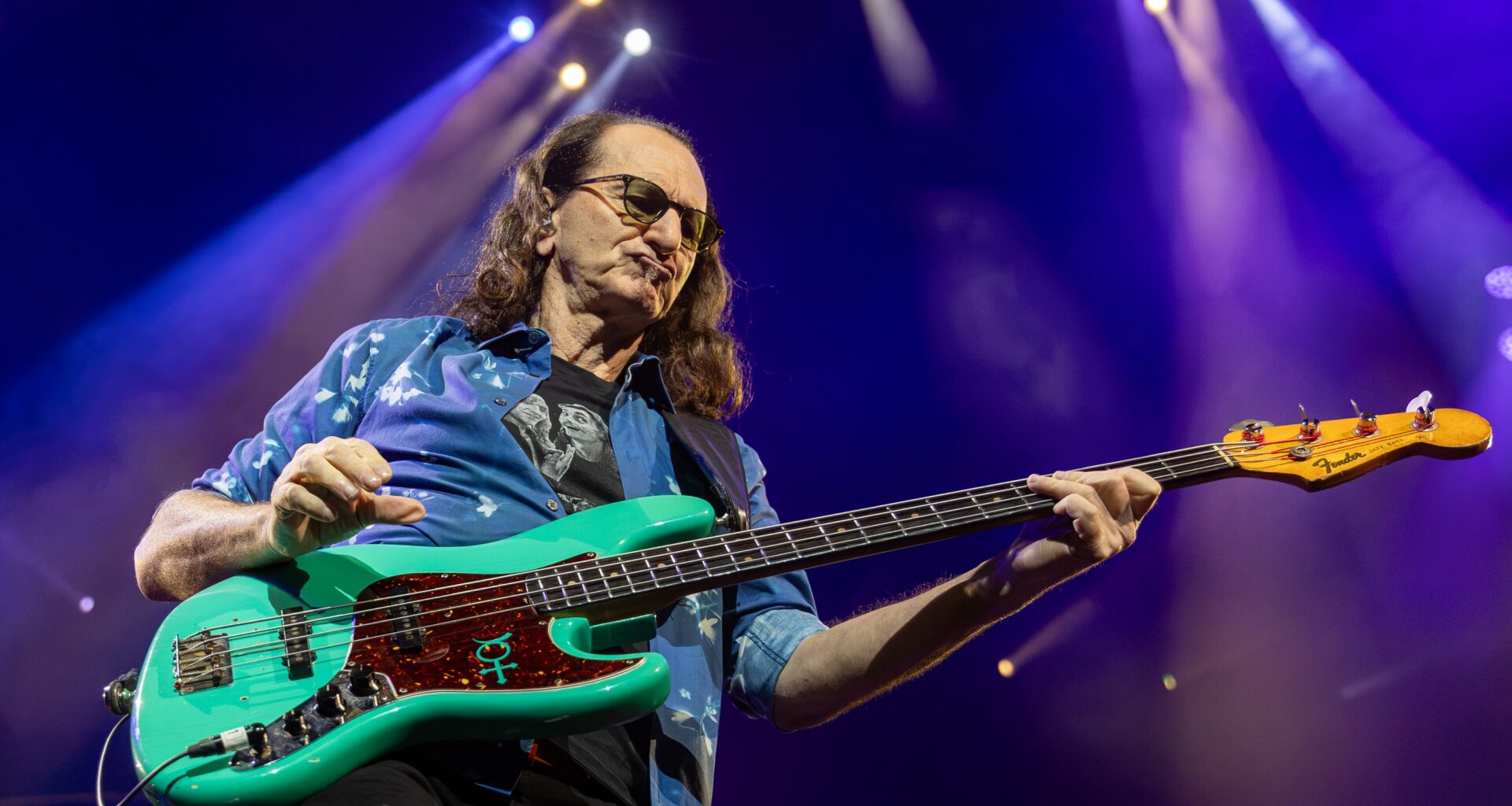 Geddy Lee of Rush performs at the Bell Centre in Montreal