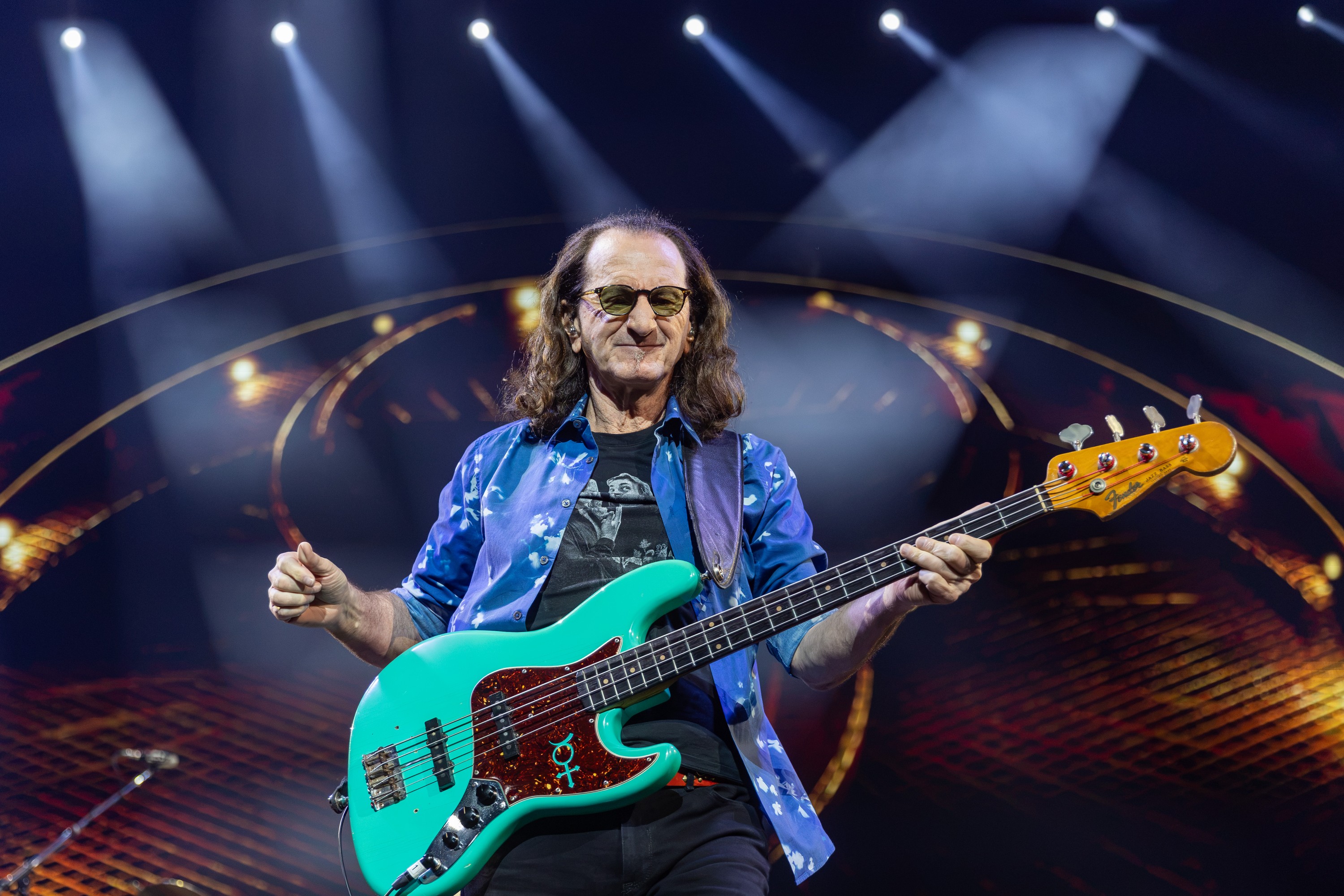 Geddy Lee of Rush performs at the Bell Centre in Montreal