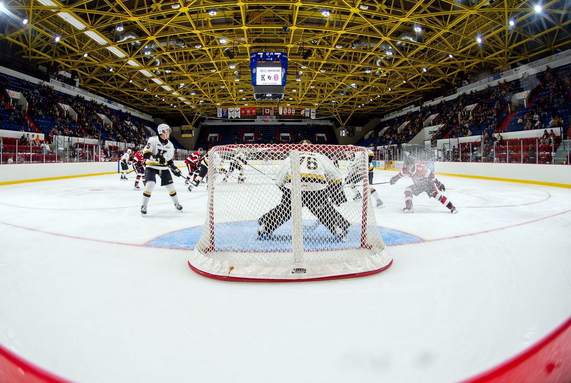 View from behind the goaltender's net