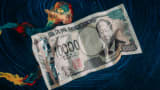 A Japanese 10,000 yen banknote arranged in Kyoto, Japan, on Tuesday, July 14, 2026. The Japanese government's push for pension funds and individuals to invest more in domestic markets is seen as a potential boost for the nation's bonds and currency in the long term. Photographer: Kentaro Takahashi/Bloomberg via Getty Images