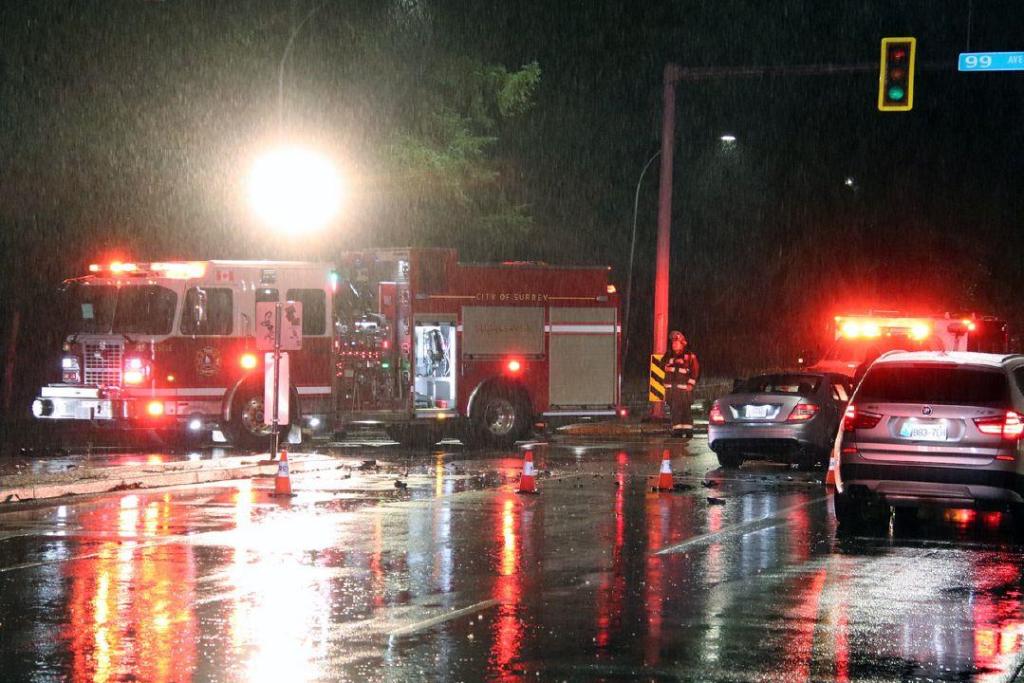Overnight rollover crash in Surrey sends 2 to hospital