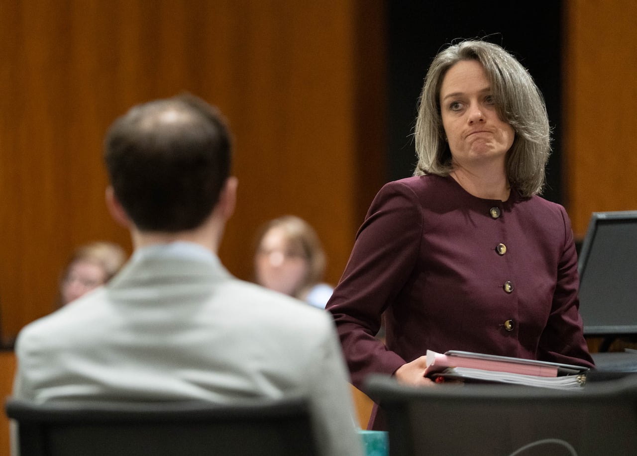 Defence attorney Staci Visser concluding her closing arguments during the preliminary hearing for Tyler Robinson, the man accused of fatally shooting Charlie Kirk.