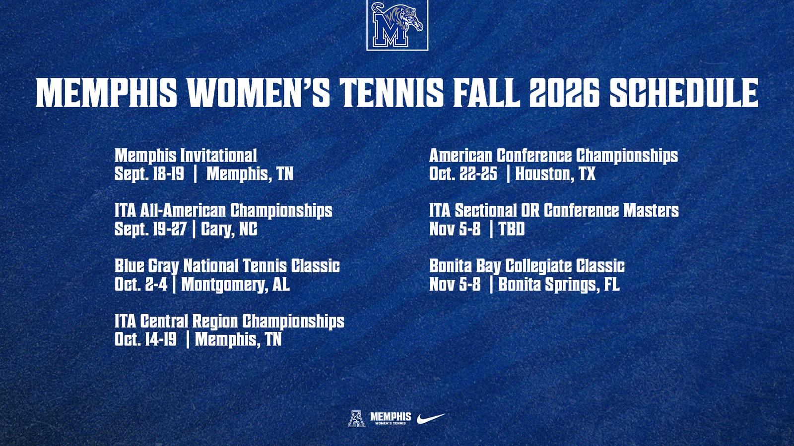 Women's Tennis Posts 2026 Fall Schedule