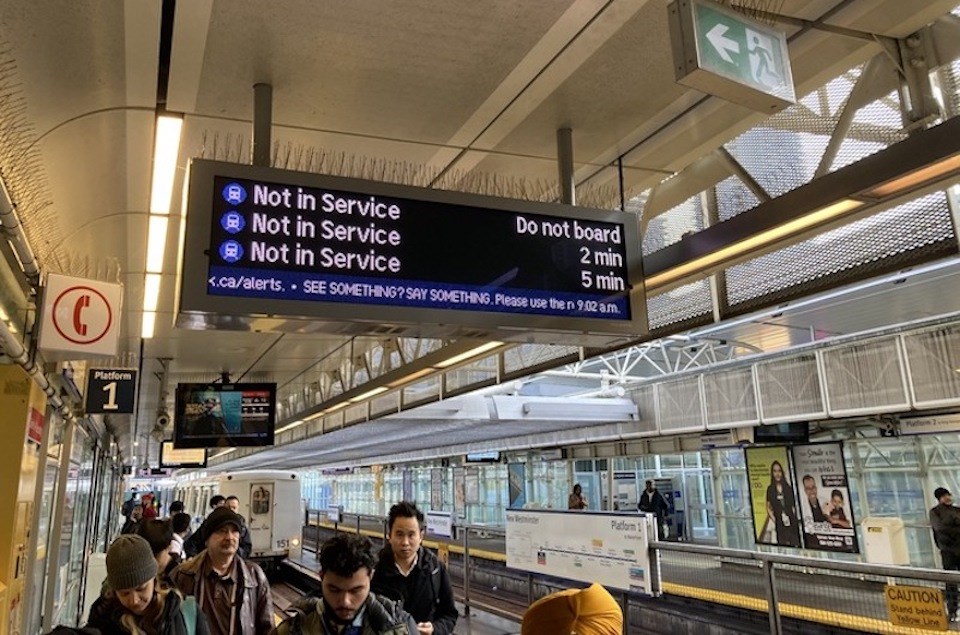 Why is Nanaimo SkyTrain station closed in Vancouver?
