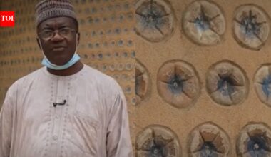 A Nigerian engineer built his first model house with 14,800 sand-filled plastic bottles; the experiment later grew into 15 houses, including a five-bedroom duplex