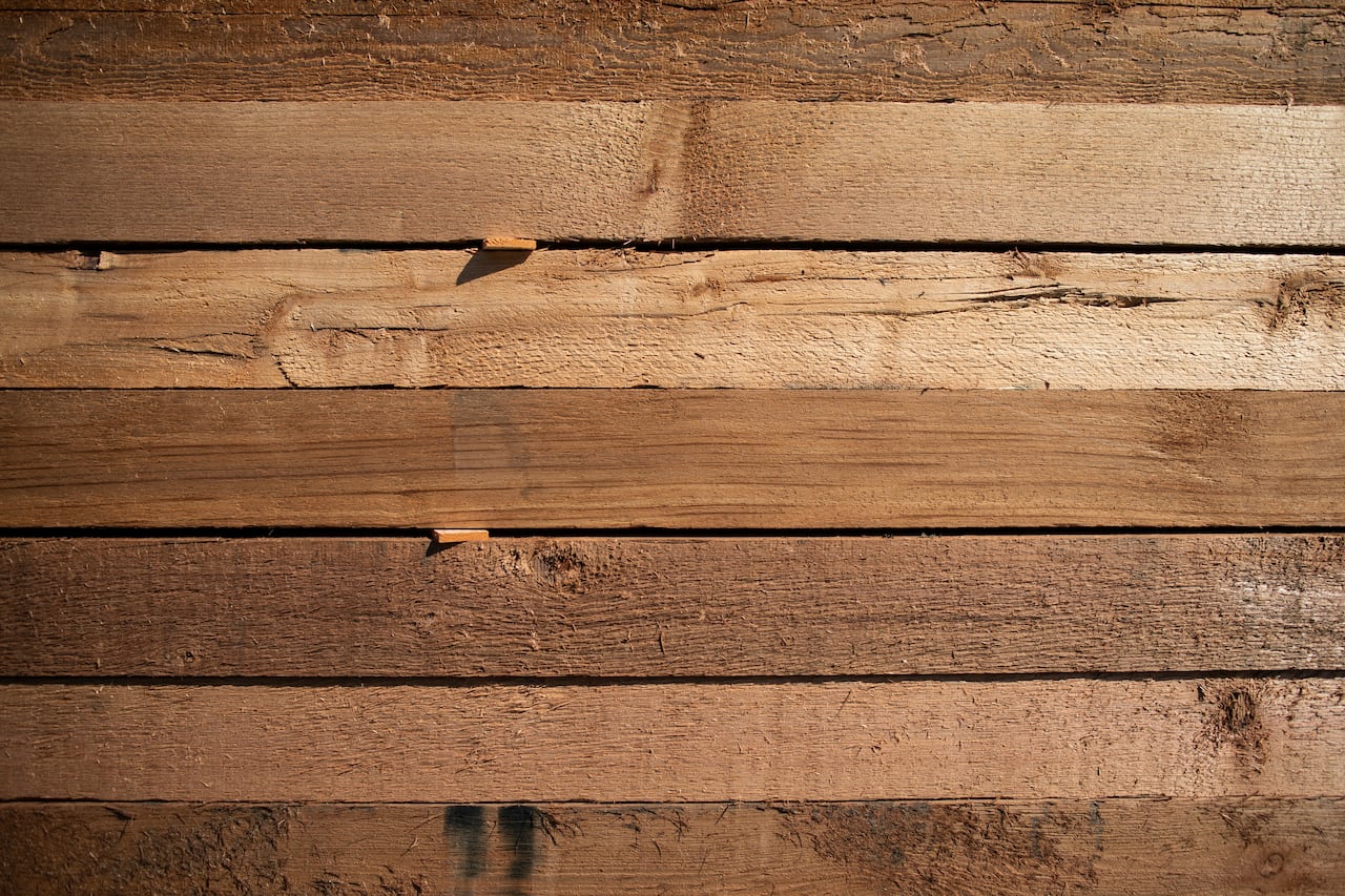 Loads of western red cedar lumber is pictured at a sawmill in Vancouver, B.C., on Thursday, August 15, 2024.