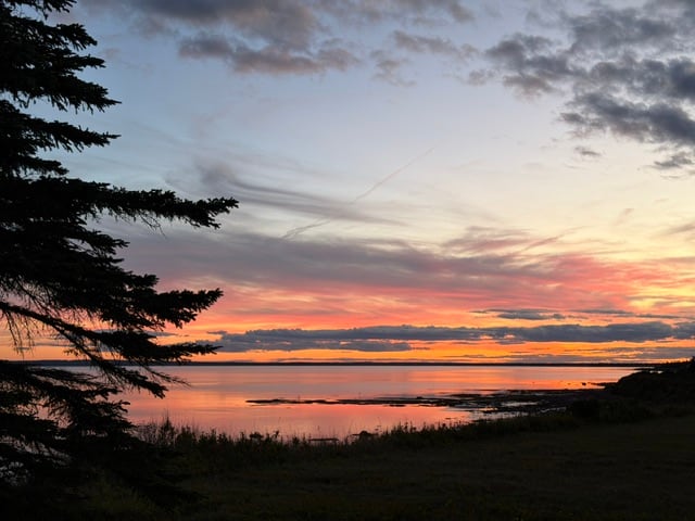 A sunset over water.