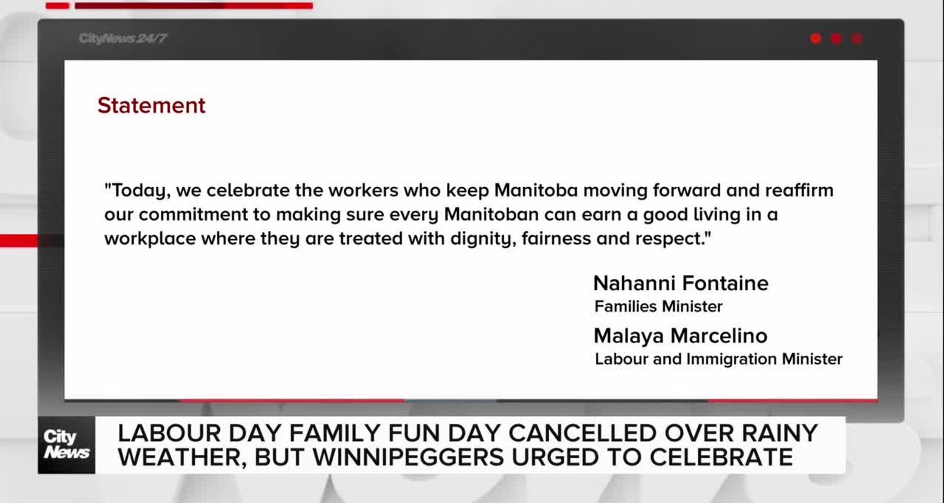 Winnipeg Labour Day celebrations cancelled due to poor weather