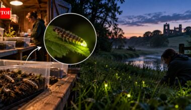 Glowworms return to a North Yorkshire reserve after more than 100 years; larvae raised in a Bristol garden shed have produced the first glowing females | World News