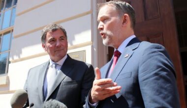 Canada-U.S. Trade Minister Dominic LeBlanc, left, and United States Trade Representative Jamieson Greer, speak to reporters in Washington, D.C., on Wednesday, Aug. 19, 2026. THE CANADIAN PRESS/Kelly Geraldine Malone