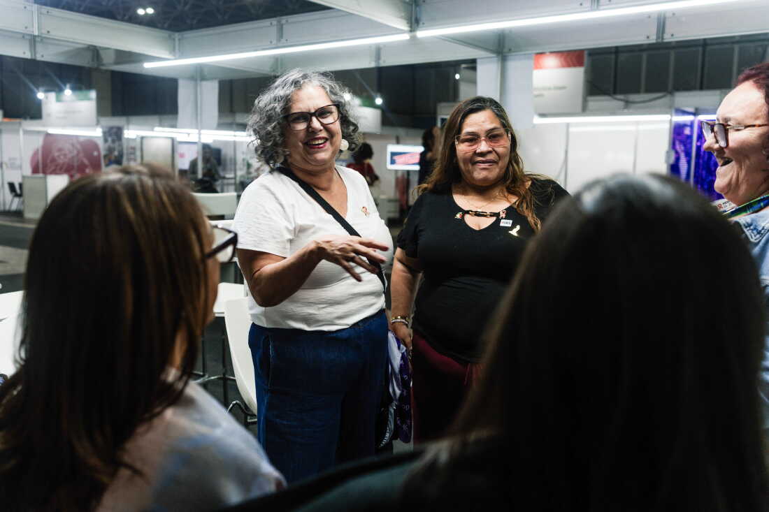 Fabiana de Oliveira, from the Movimento nacional das cidadãs positHIVas, participates in the AIDS Conference in Rio de Janeiro, Brazil. July 30, 2026. Photo: Ian Cheibub