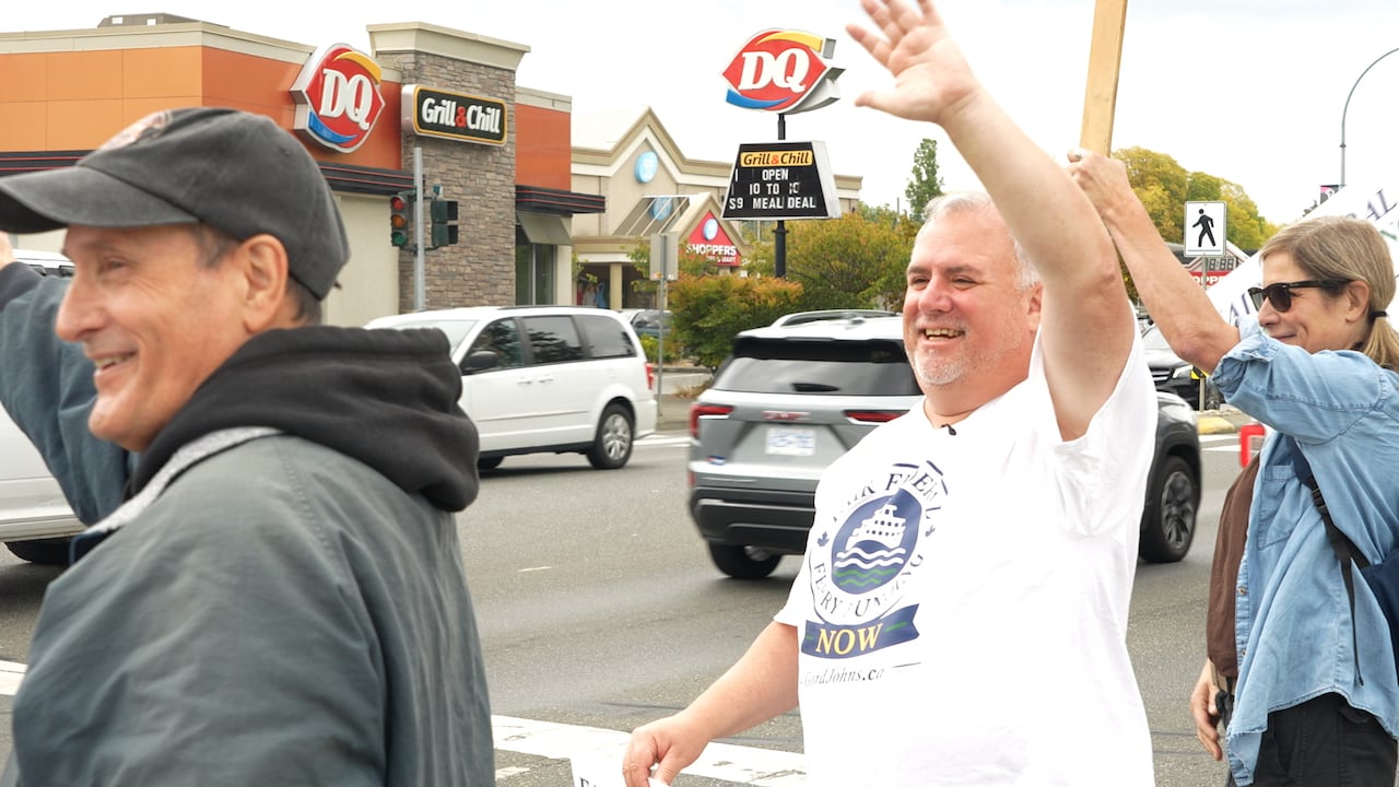 MP Gord Johns was joined by over 50 people on Monday for a rally in Parskville showing support for his motion, which he says would help address a growing funding gap for BC Ferries.