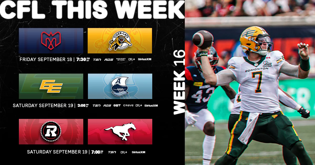 CFL Schedule Today September 19, 2026: Elks vs Argonauts, Redblacks vs Stampeders