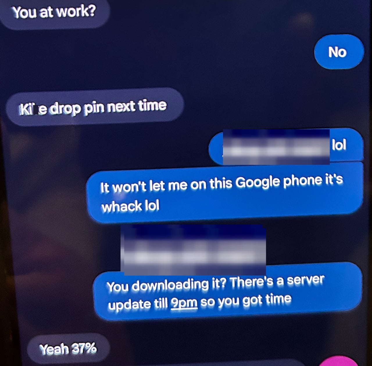 A screenshot of a messaging app conversation between two people.