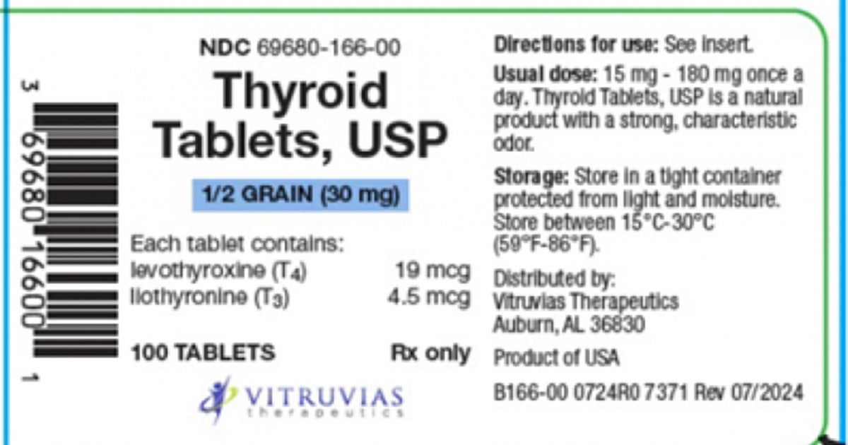 Thyroid medication recall upgraded to FDA's highest risk level