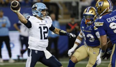 Kelly, Argos squeeze past Blue Bombers 30-28 behind two late scoring drives