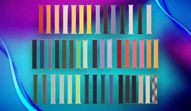 Apple Watch Solo Loops on blue and purple background