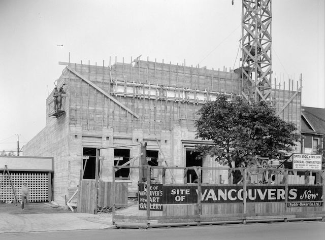 April 1931, construction of the first Vancouver Art Gallery building at 1145 W Georgia. City of Vancouver Archives CVA 99-3871, Stuart Thomson.