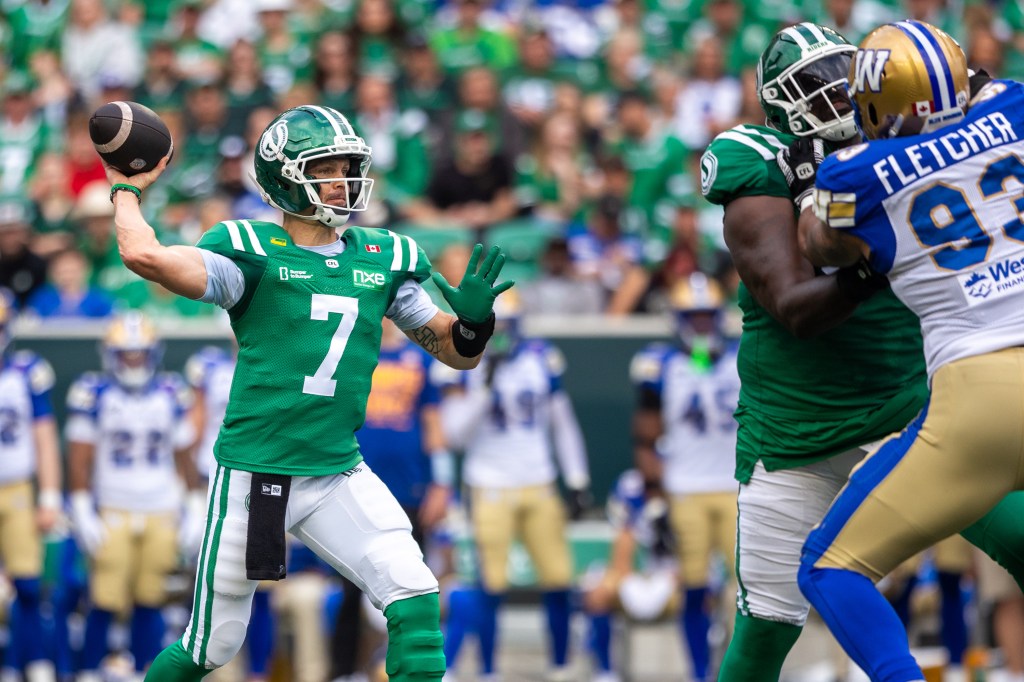 Roughriders beat Blue Bombers 32-26 in overtime in Labour Day Classic