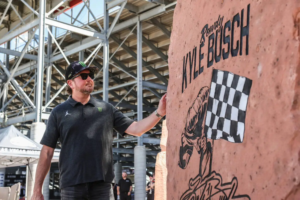 Racing icon and Las Vegas native Kurt Busch gets a first look at his late brother Kyle Busch&#x ...