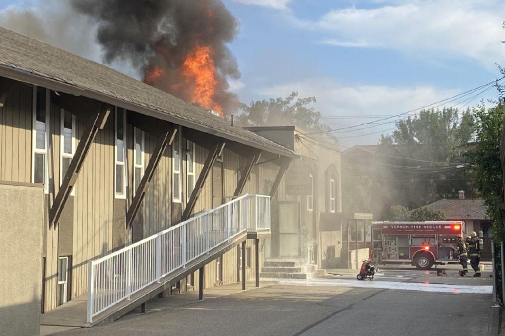 Firefighters battling Vernon church blaze