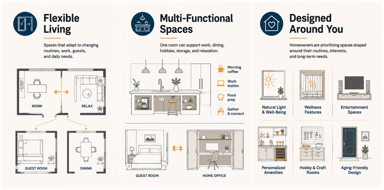 An infographic reporting definition of lifestyle-driven design trends. - CMK Construction