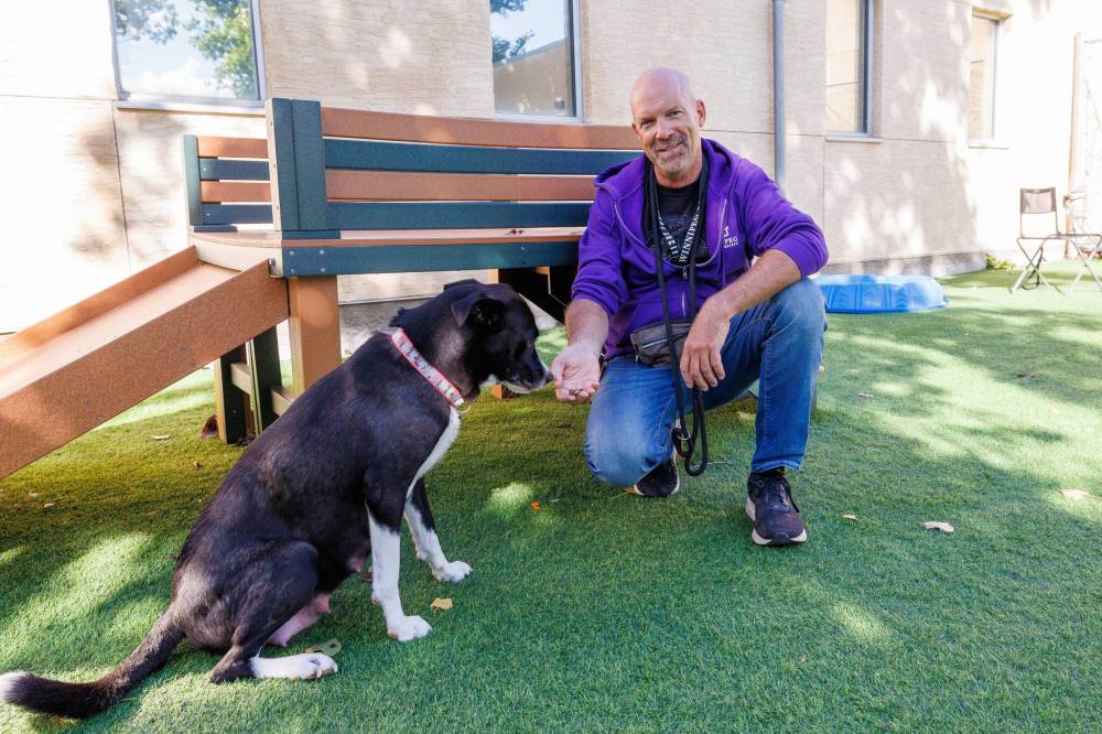 MIKE DEAL / FREE PRESS
Tim Campbell with two-year-old Moira Rose at the Winnipeg Humane Society.