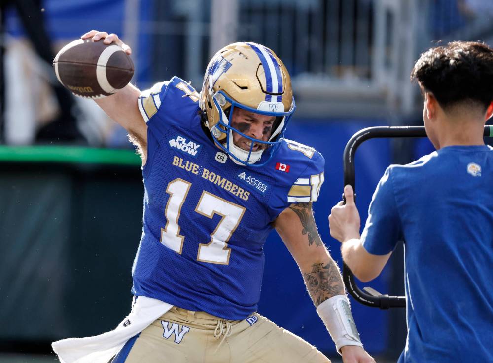 JOHN WOODS / THE CANADIAN PRESS FILES
It was announced earlier this week that DAZN has hired retired Winnipeg Blue Bombers quarterback Chris Streveler as a CFL and NFL analyst, creator and on-air personality.