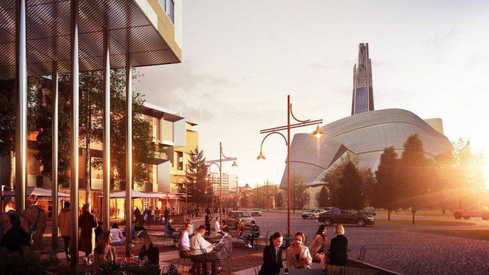 SUPPLIED
Artist's rendering of Railside at The Forks, a development with nine apartment buildings and one condominium project that will see about 400 units finished by 2028 and up to 1,200 planned by 2040.