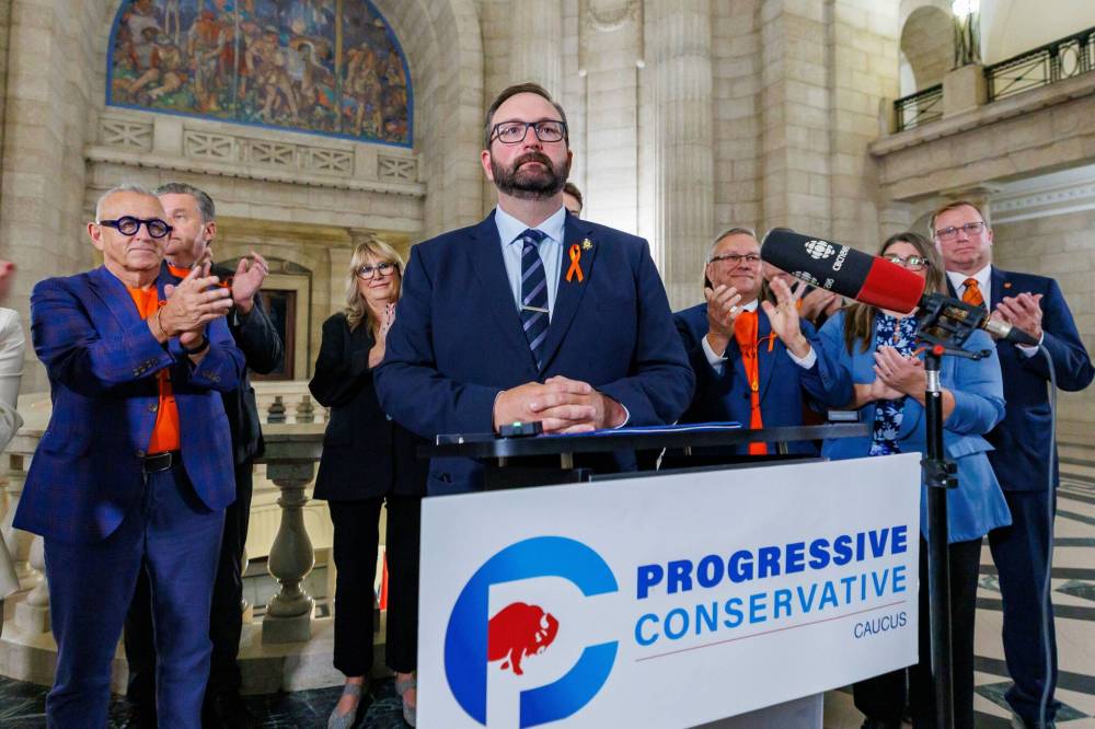 MIKE DEAL / FREE PRESS
Progressive Conservative MLA Konrad Narth (La Vérendrye) was selected by the PC caucus to be the interim leader of the party Tuesday morning.