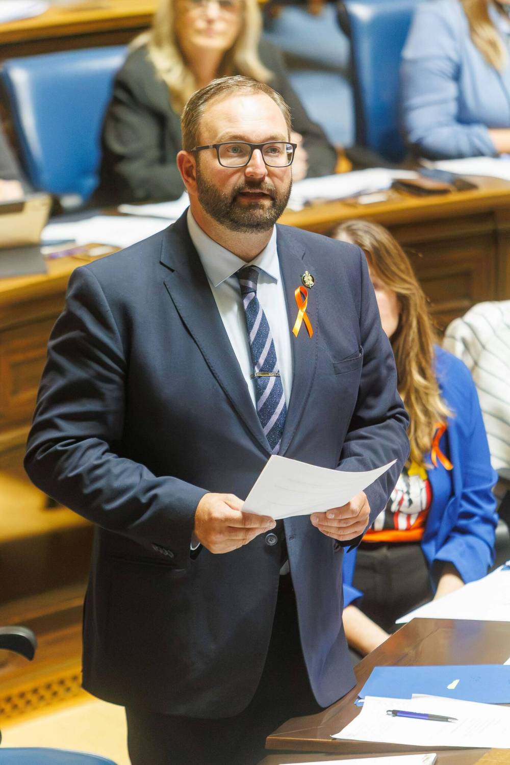 MIKE DEAL / FREE PRESS
Interim PC Leader Konrad Narth speaks in the Assembly Chamber Tuesday morning.